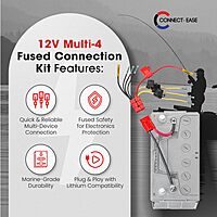 12V Multi-4 Fused Connection Kit RCE12VB4FK | Perfect for Battery Charger, Depth Finders, Bilge Pumps