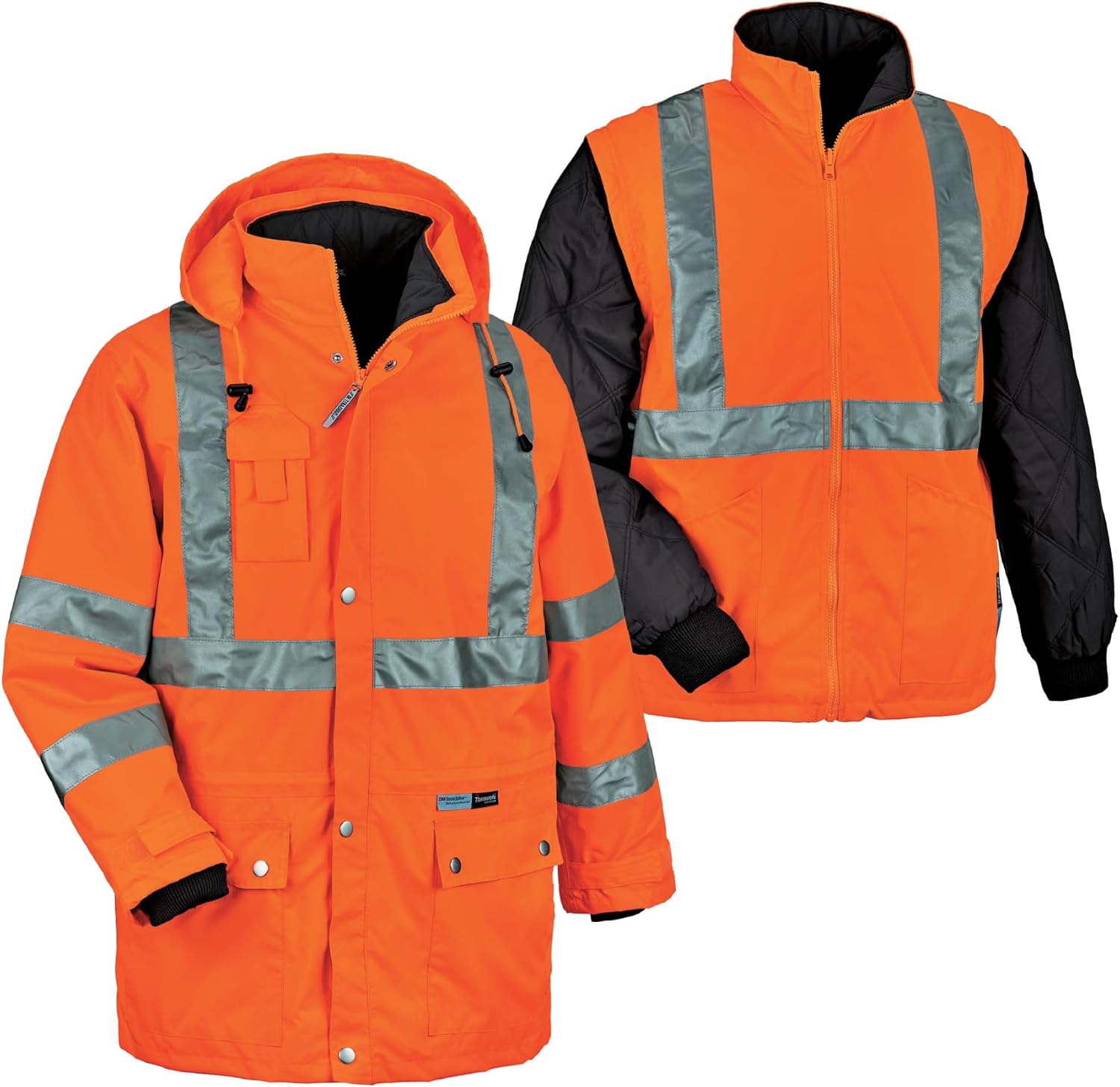 ERGODYNE GloWear 8385 Type R Class 3 High-Visibility 4-in-1 Reflective Safety Jacket