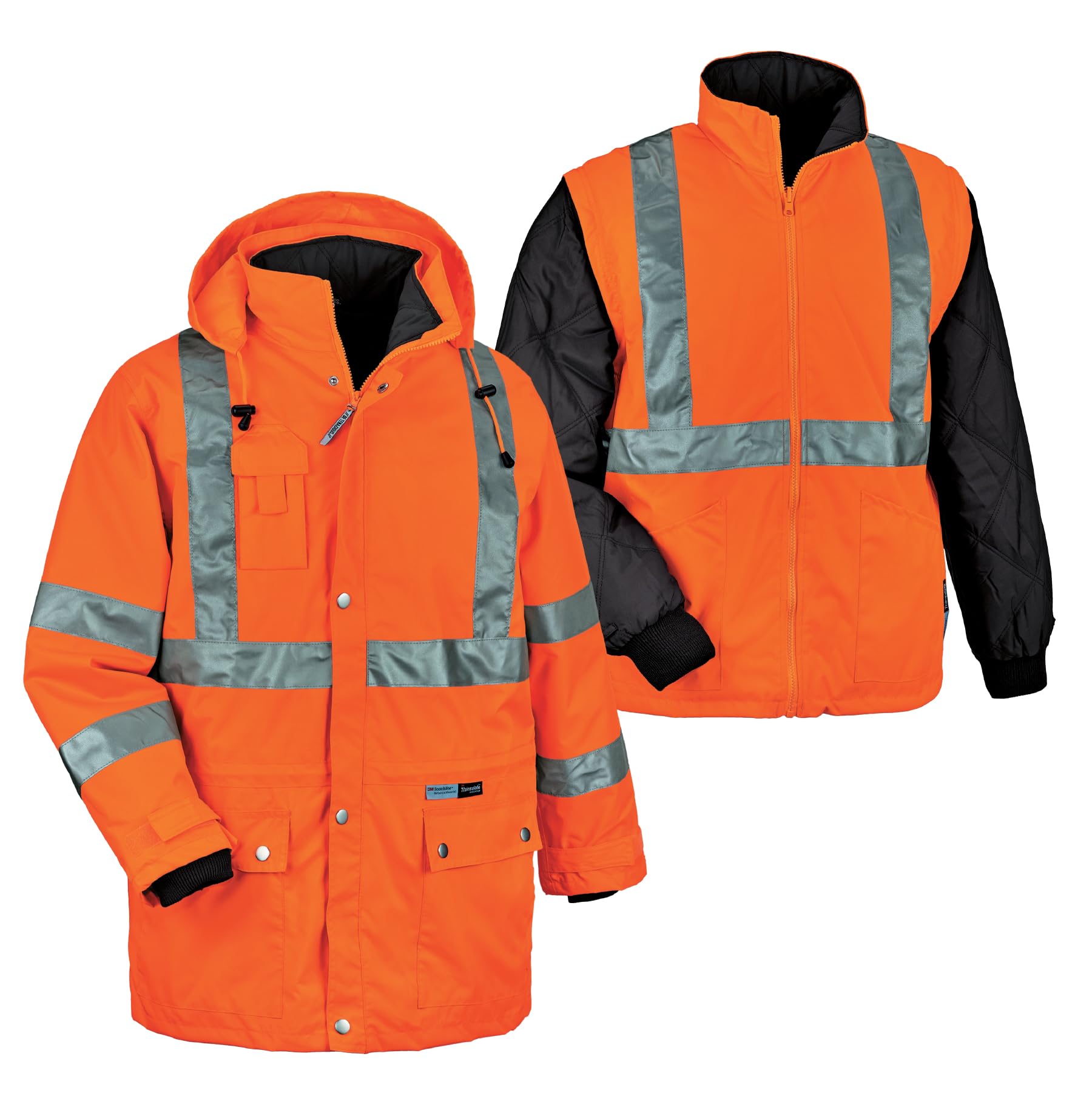 ERGODYNE GloWear 8385 Type R Class 3 High-Visibility 4-in-1 Reflective Safety Jacket