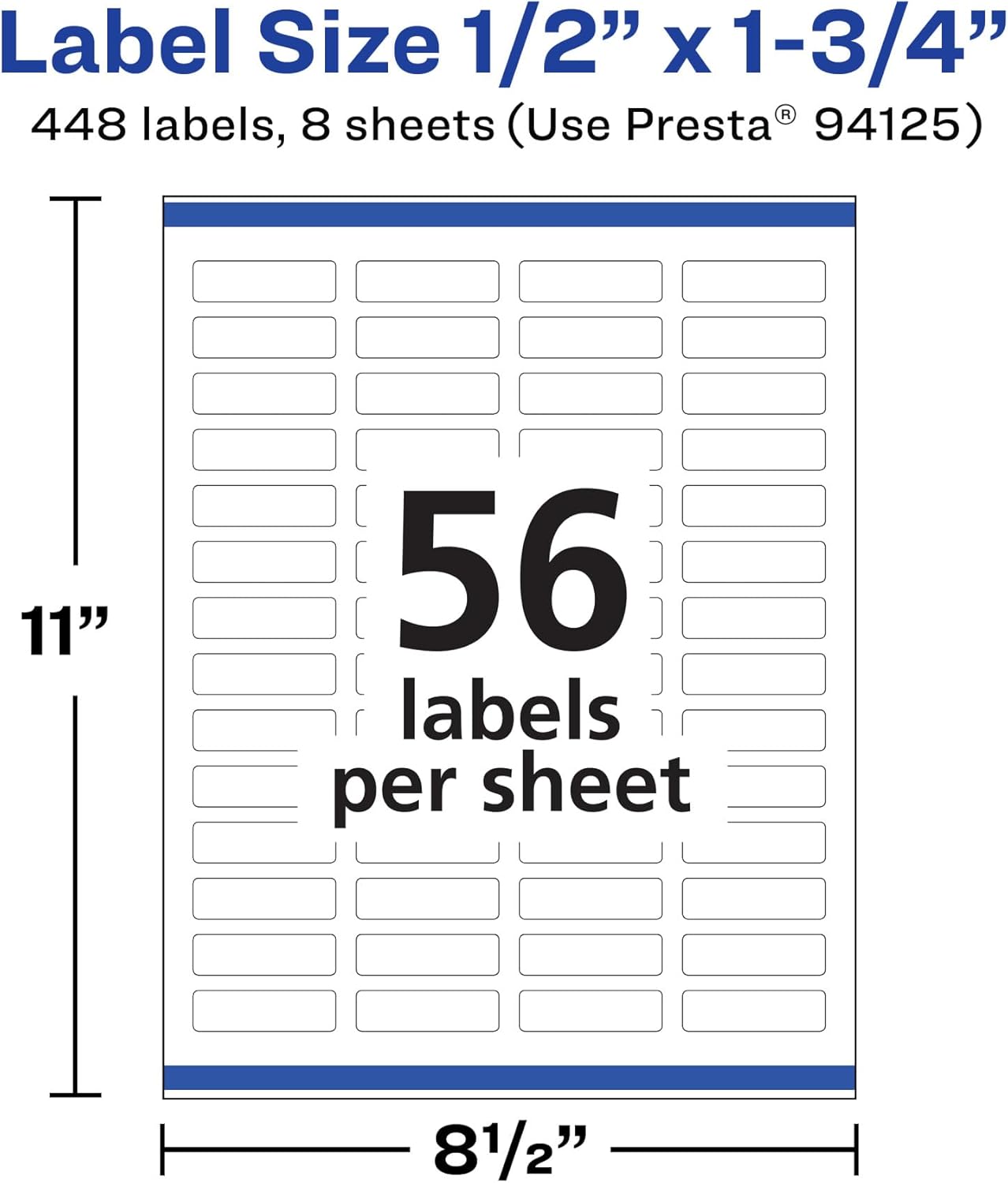 Avery Durable Removable Rectangle Labels, Sure Feed Technology, 0.5" x 1.75", Matte White Film, Print-to-Edge