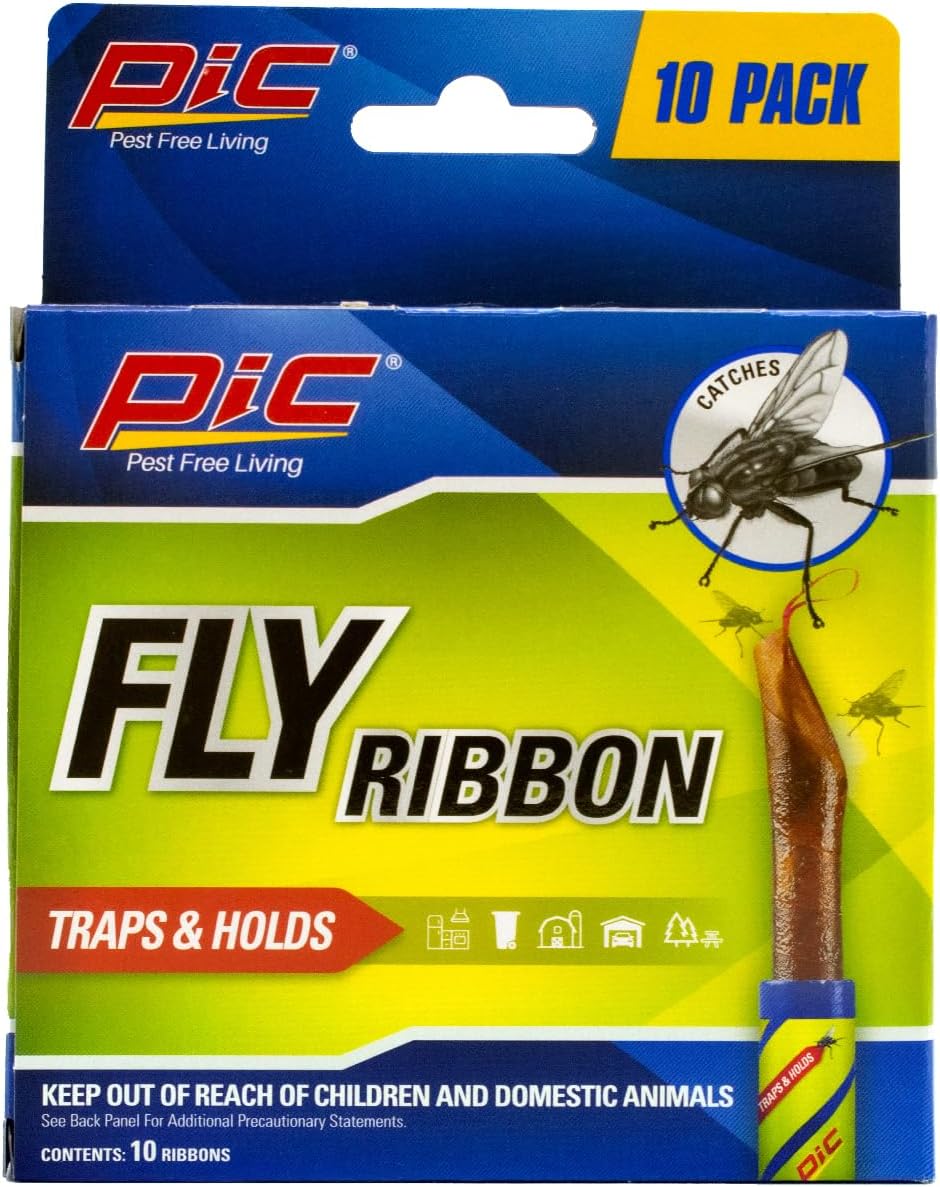 PIC FR10B 69060216325 Fly Ribbons Fruit Fly Traps for Indoors and Outdoors, Bug Trap for Winged Insects, Set of 10