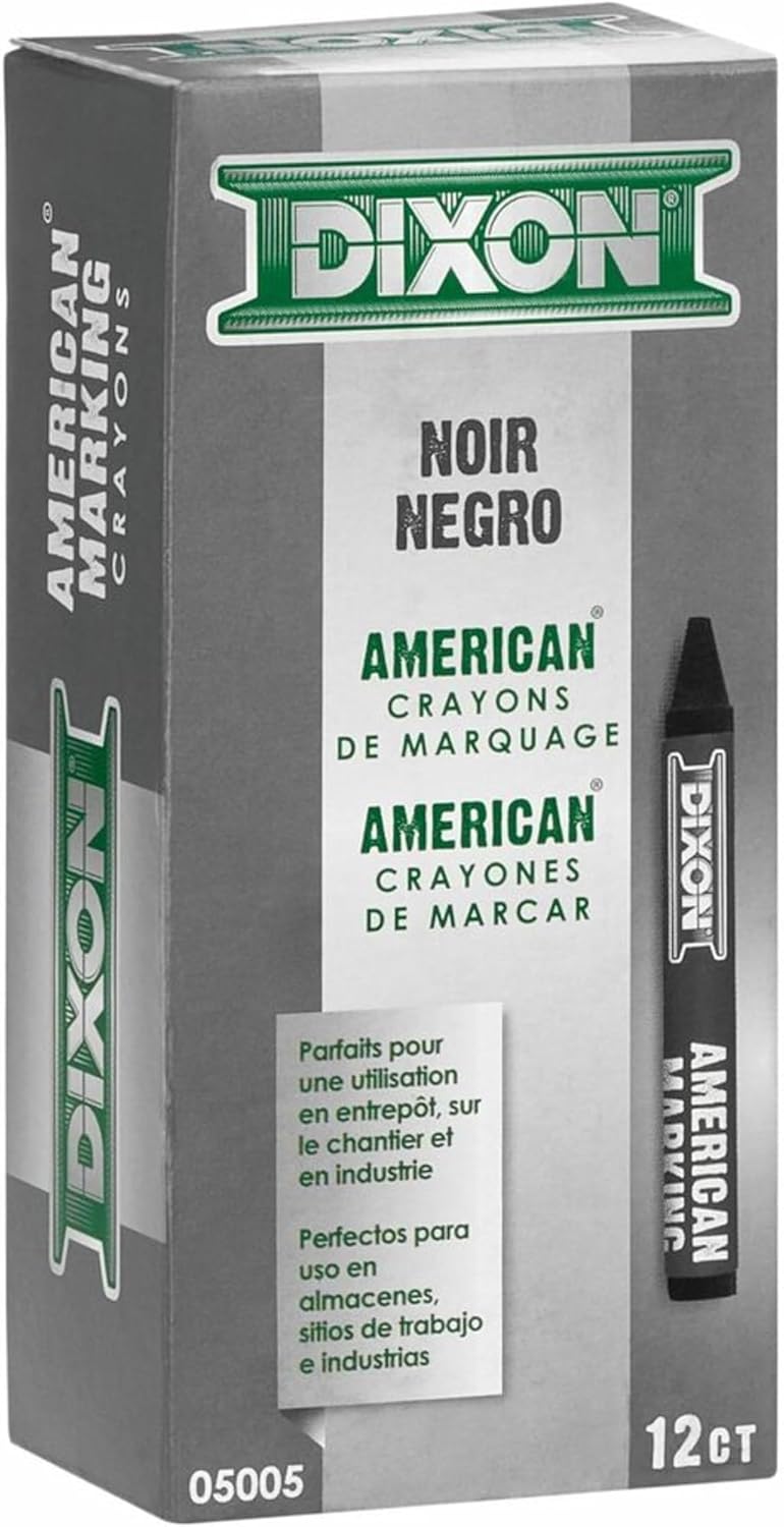 Dixon Long-Lasting Marking Crayons, 5", Black, Pack of 12
