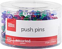 Office Depot Brand Push Pins, 9/10in, Assorted Colors, Pack Of 250