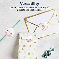 Avery Glossy White Starburst Labels, Sure Feed Technology, 2.25", Print-to-The-Edge, Permanent Adhesive, Laser/Inkjet Printable