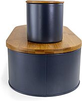 MegaChef Charcoal Gray and Bamboo 4-Piece Canister Set