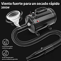 Soplador para Mascotas de 2000W, Secador de Pelo Canino con 4 Boquillas