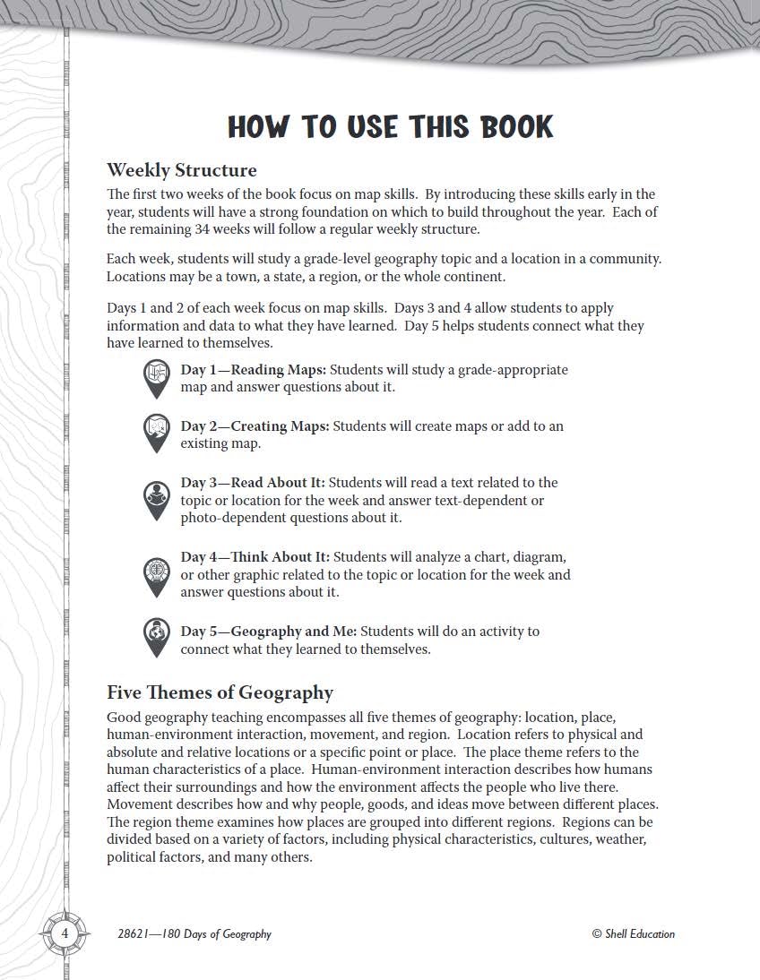 180 Days™: Social Studies, Geography for Kindergarten Practice Workbook for Classroom and Home