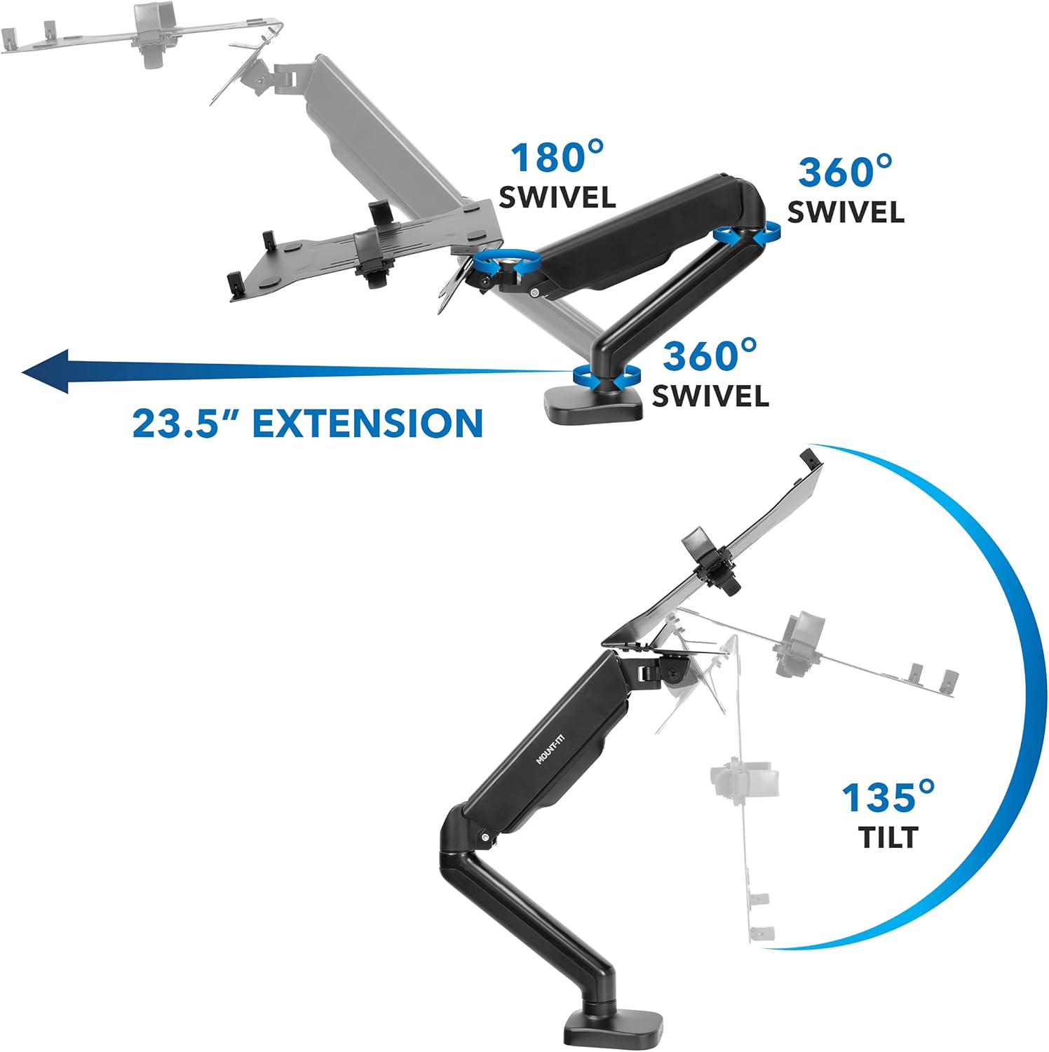 Mount-It! Height Adjustable Laptop and Monitor Desk Mount