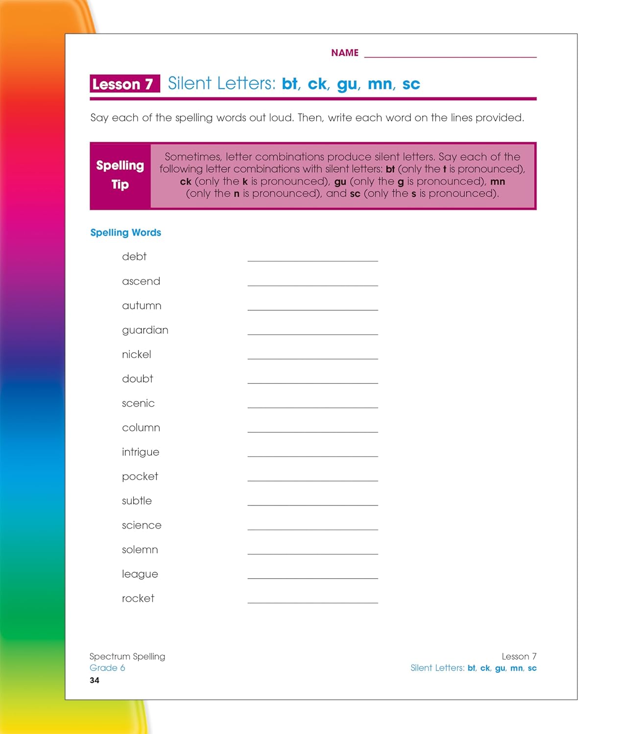Spectrum Spelling Workbook Grade 6, Ages 11 to 12, Grade 6 Spelling, Handwriting Practice with 6th Grade Spelling Root Words