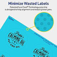 Avery Printable Round Labels, Sure Feed Technology, 2.75" Diameter, Bright Blue