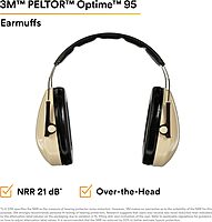 3M PELTOR Hearing Protection Optime 95 Earmuffs, Adjustable Earcups, E-A-Rfit Compatible