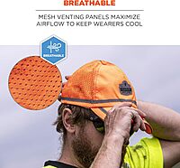 Ergodyne GloWear 8930 High Vis Baseball Hat, Breathable Mesh Paneling, Reflective Trim for Enhanced Visibility,Orange