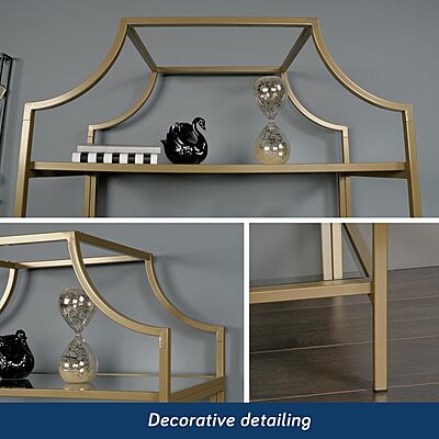 Sauder International Lux 71inH 5-Shelf Bookcase, Satin Gold