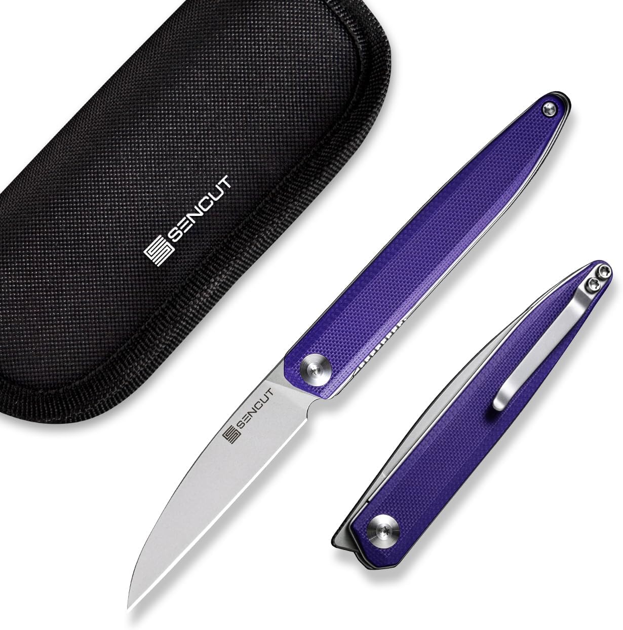 SENCUT Jubil Folding Pocket Knife D2 Wharncliffe, G10 Handle, Front Flipper