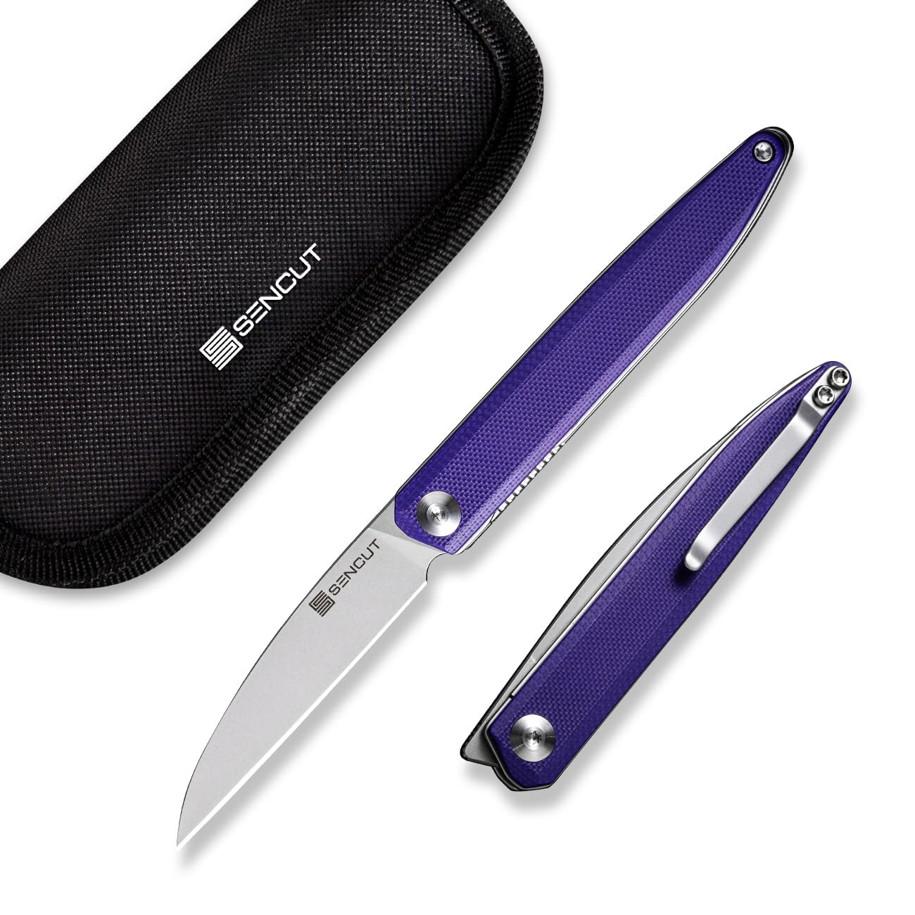 SENCUT Jubil Folding Pocket Knife D2 Wharncliffe, G10 Handle, Front Flipper