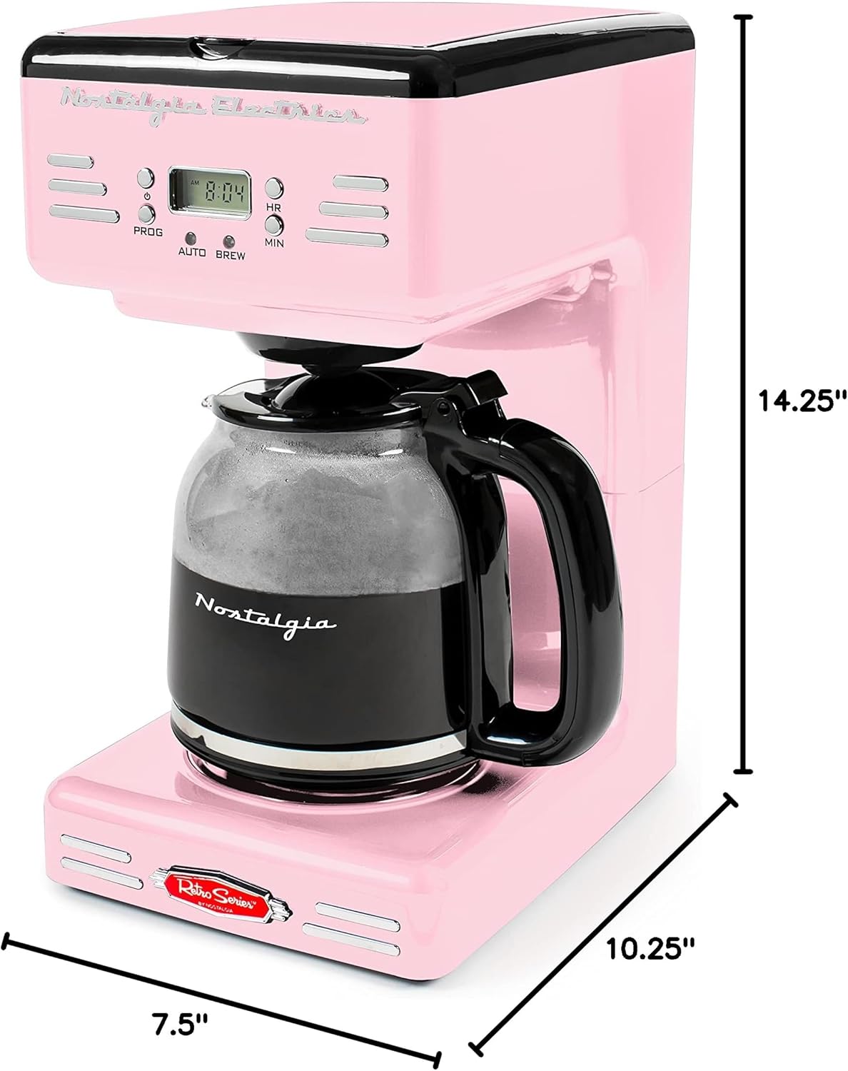 Nostalgia Retro 12-Cup Programmable Coffee Maker With LED Display, Automatic Shut-Off & Keep Warm, Pause-And-Serve Function