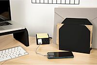 Bostitch Office Konnect Power Hub, Two Outlets Charging Station for Desktop, Shallow Tray Top, Black