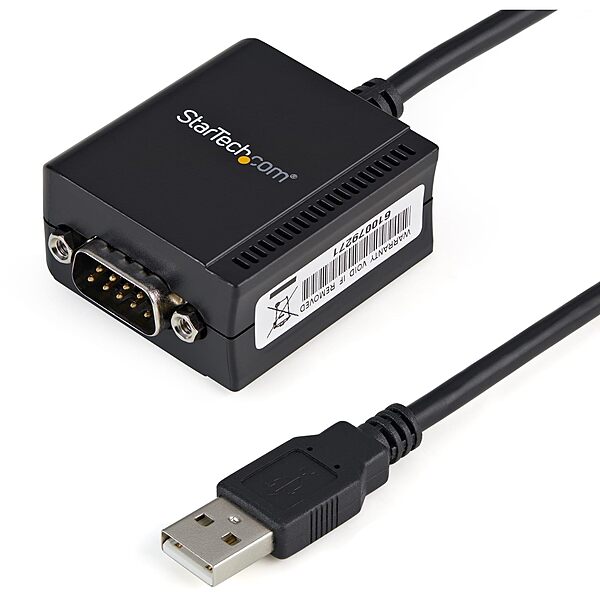 StarTech.com 6ft (1.8m) 1-Port FTDI USB to Serial RS232 Adapter Cable with COM Retention, USB to RS232 Adapter - TAA