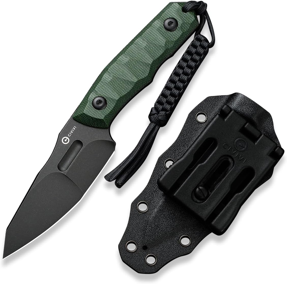 CIVIVI Propugnator EDC Fixed Blade Knife with Kydex Sheath, T-Clip and Lanyard, 4.15" D2 Blade