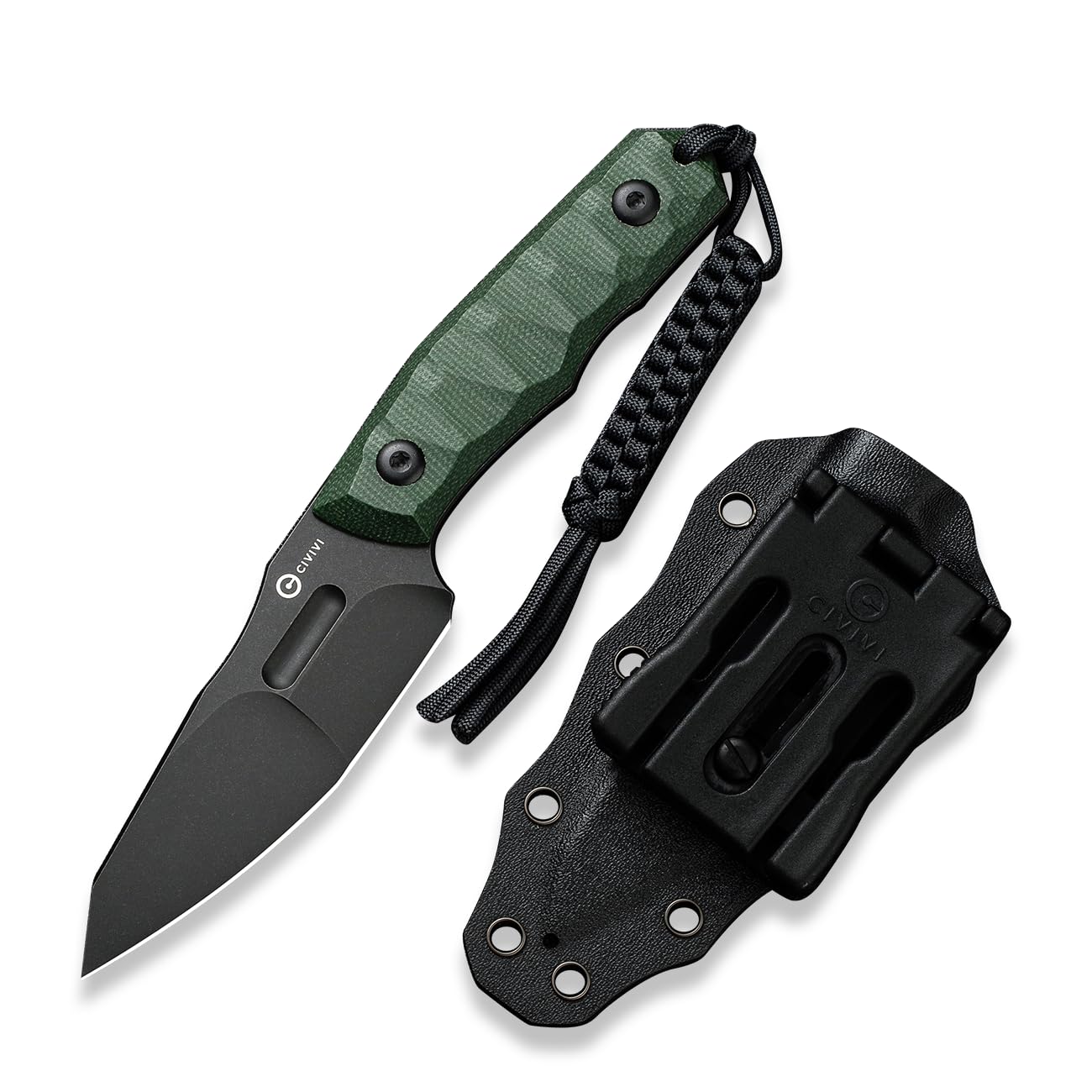 CIVIVI Propugnator EDC Fixed Blade Knife with Kydex Sheath, T-Clip and Lanyard, 4.15" D2 Blade