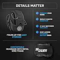 AXIL x SIG SAUER TRACKR Blu Electronic Ear Muffs | 27dB SNR / 21dB NRR Compact Lightweight Water-Resistant Tactical Shooting