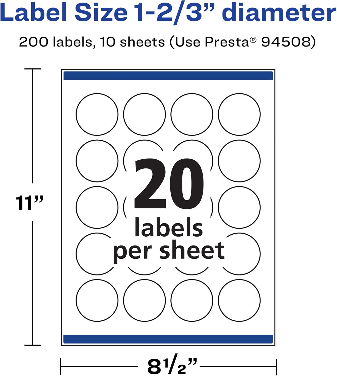 Avery Durable Waterproof Round Labels - 1-2/3" Diameter