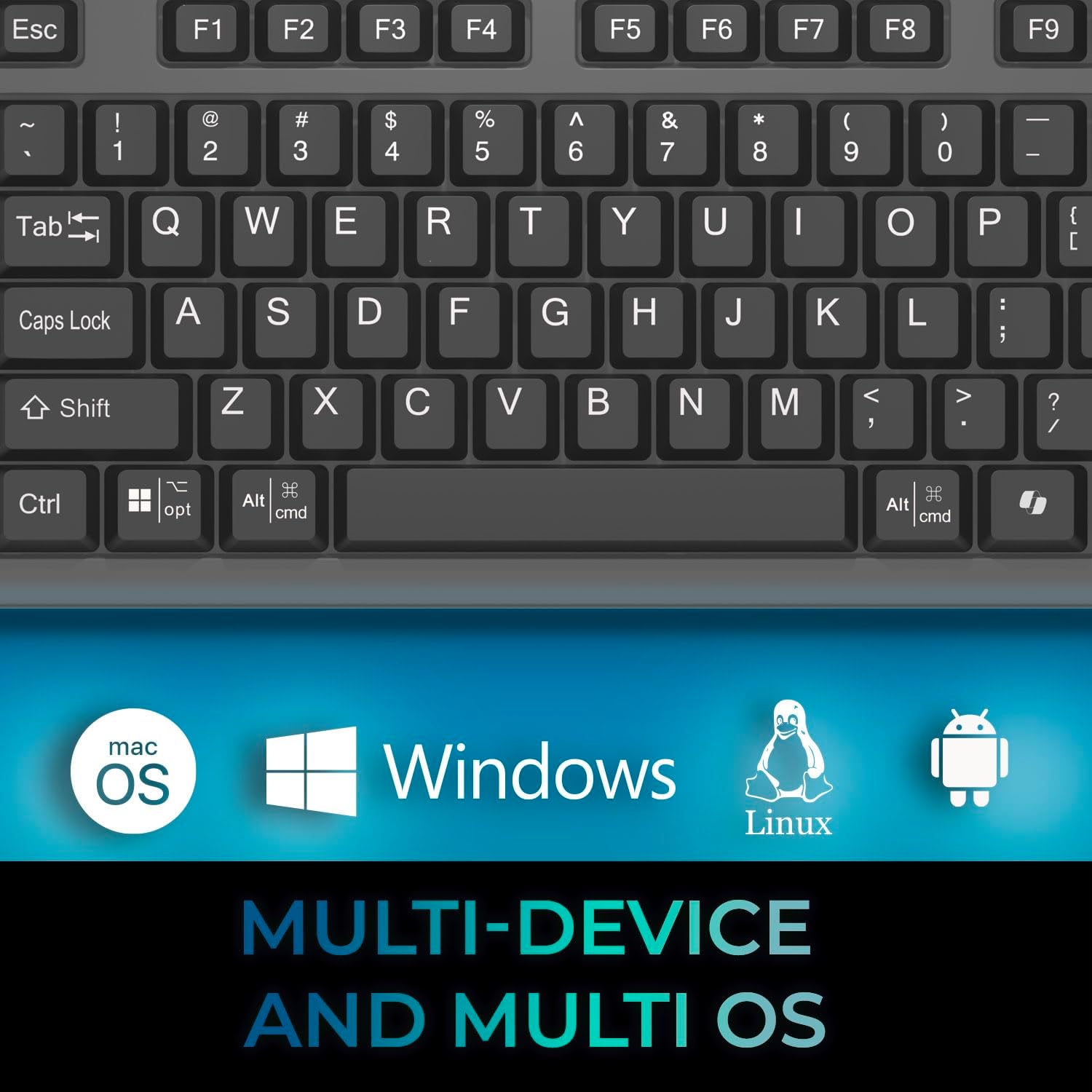 Wireless Keyboard with Touchpad 104 Key Full Size USB Dongle Receiver Multi OS Support Works with MacOs System & Multimedia