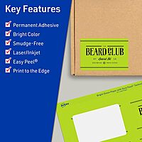 Avery Printable Rectangle Labels, Sure Feed Technology, 2" x 3", Bright Green