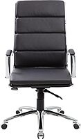 Boss Office Products CaressoftPlus Executive Chair, Traditional, Metal Chrome Finish 30D x 27W x 42H in