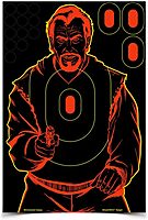BIRCHWOOD CASEY Shoot-N-C 12" X 18" Combo 5 Reactive Targets - 3 Handgun Trainer & 2 Bad Guy Silhouette Targets - Highly Visible Instant Feedback Self-Adhesive Targets for Pistol Shooting Practice