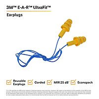 3M E-A-R UltraFit 40053 340-4014 E-A-R UltraFit Corded Earplugs, in Econopack Dispenser Box, 12" Height, 9.25" Length