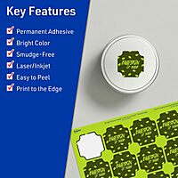 AVERY Printable Square Scalloped Labels, Sure Feed Technology