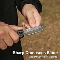 CIVIVI Elementum Slip Joint Pocket Knife for EDC, Folding Knife with 2.96" Damascus Blade Twill Carbon Fiber Handle C18062AJ-DS1