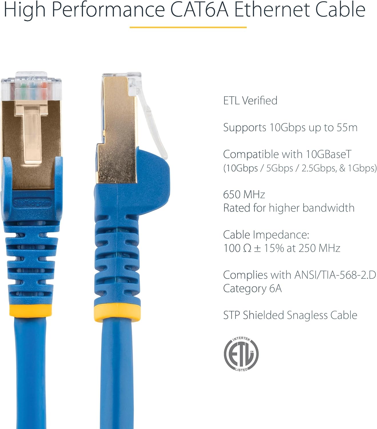 StarTech.com CAT6a Shielded Snagless RJ45 10 Gigabit Ethernet Patch Cable