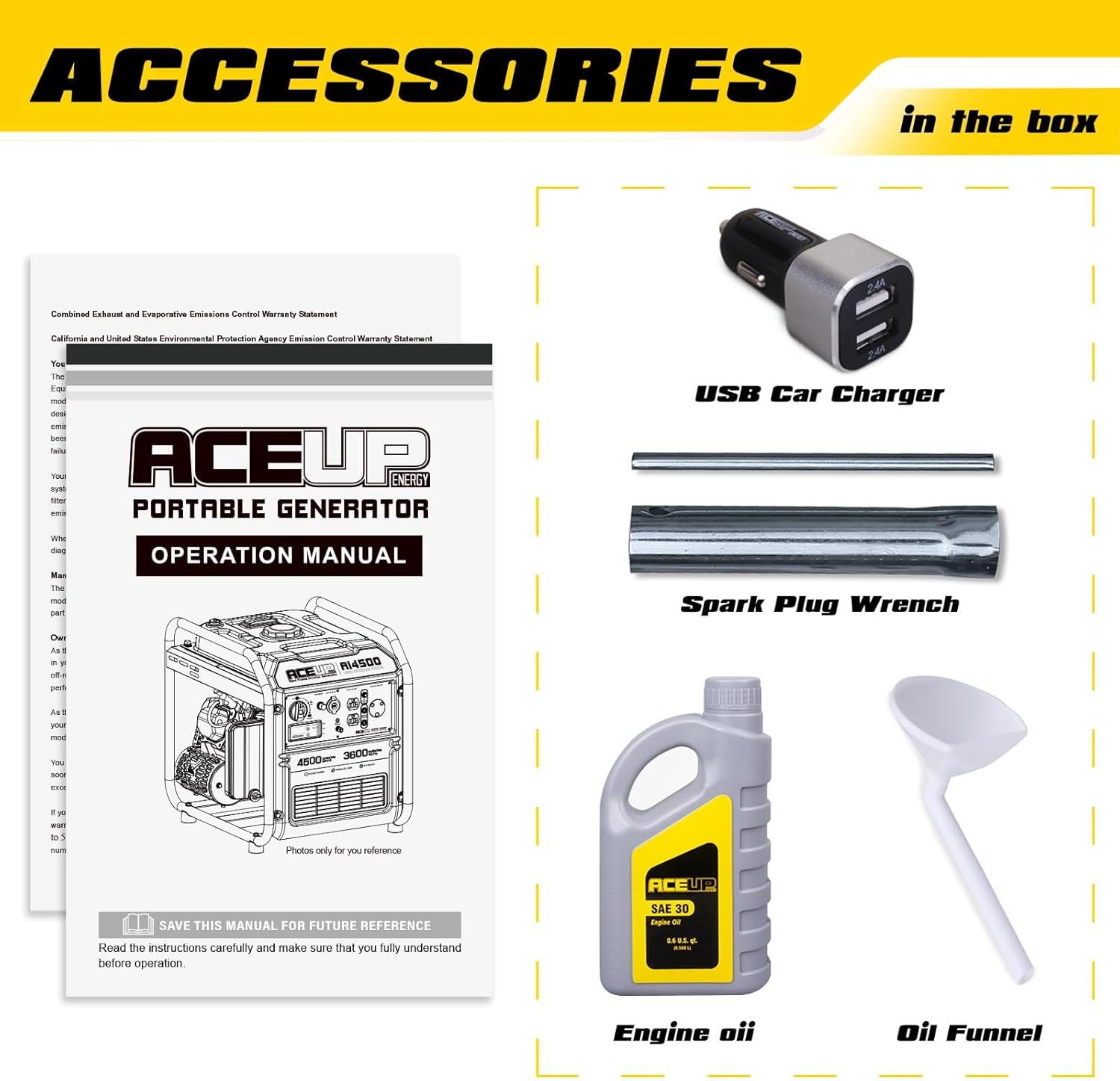 Aceup Energy Generador inversor de 4500 vatios 223CC