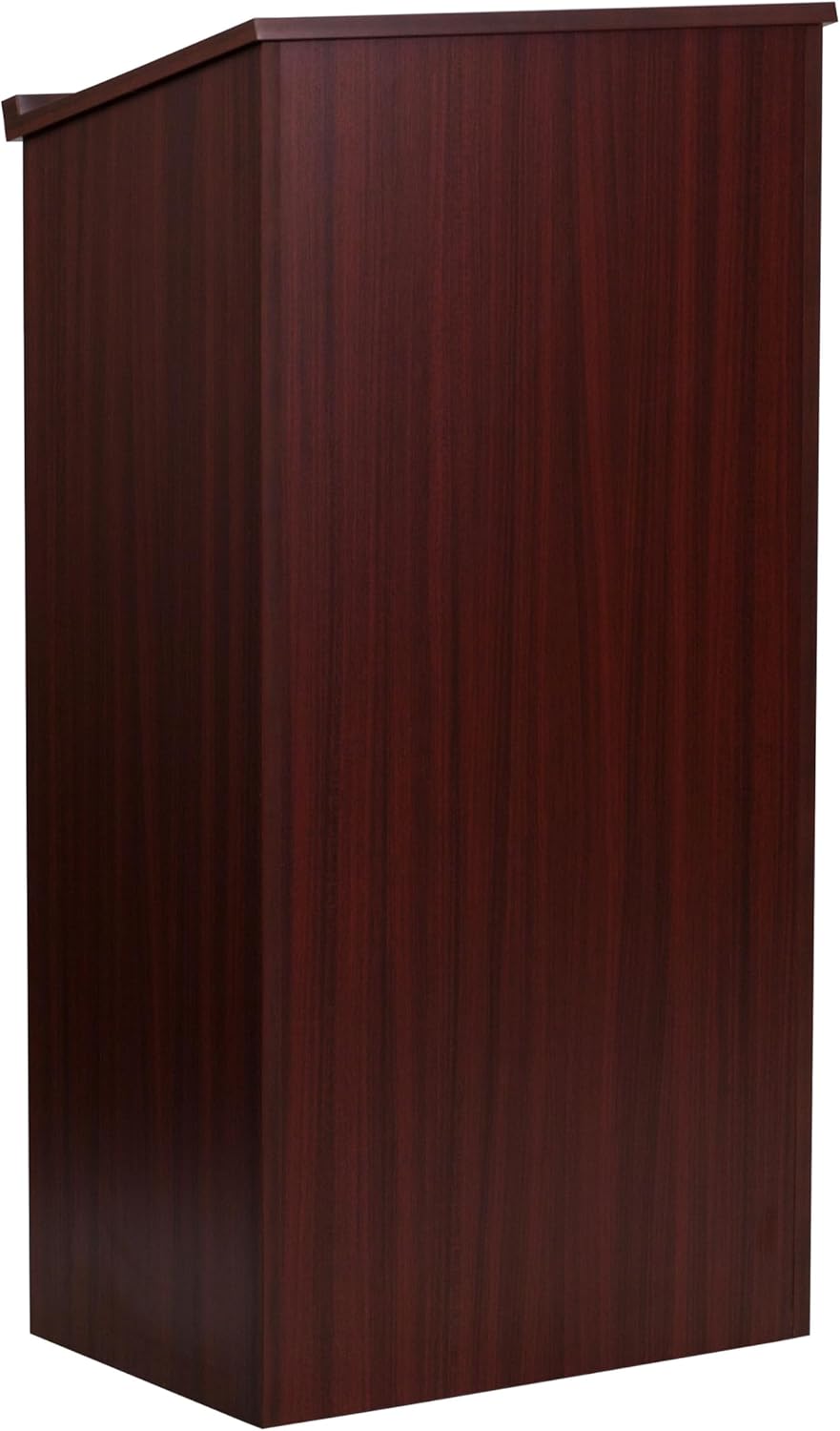 Flash Furniture Stand-Up Wood Lectern, 45-3/4inH x 23inW x 15inD, Mahogany