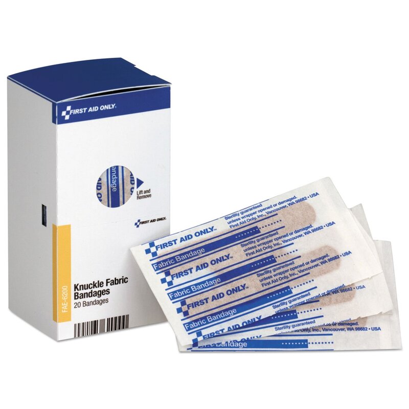 First Aid Only FAE-6200 SmartCompliance Refill Fabric Knuckle Bandages, First Aid Kit Refill Supplies for Business, Worksite