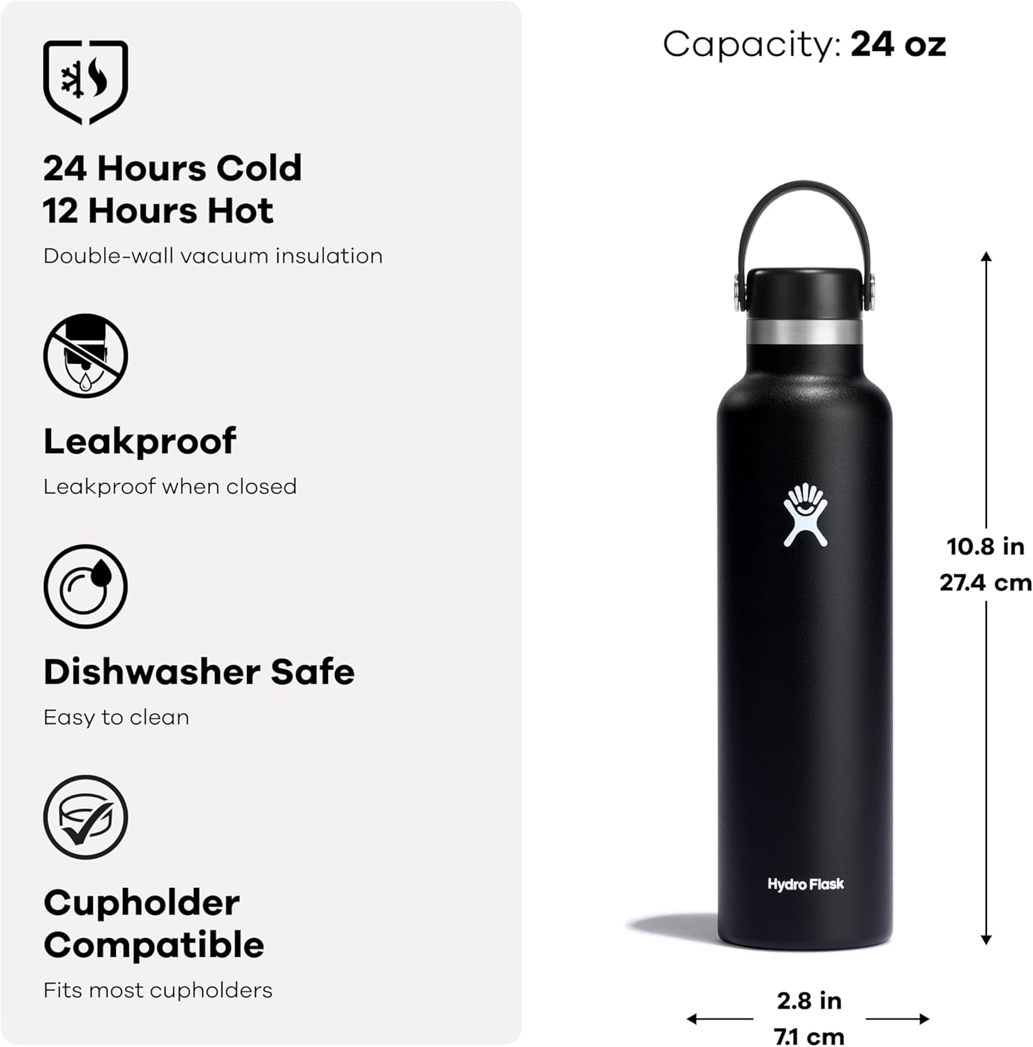 Hydro Flask Standard Mouth Insulated Stainless Steel Water Bottle with Flex Cap