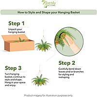 Nearly Natural 33inH Polyester Boston Fern With Hanging Basket, Green