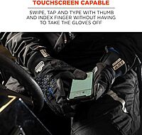 Ergodyne ProFlex 817WP Waterproof Work Gloves, Thermal Insulated, Touchscreen, Reinforced Palms Black