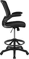 Flash Furniture Kale Mid-Back Swivel Office Chair with Adjustable Foot Ring, Lumbar Support, and Seat Height, Ergonomic Mesh Executive Chair, Black