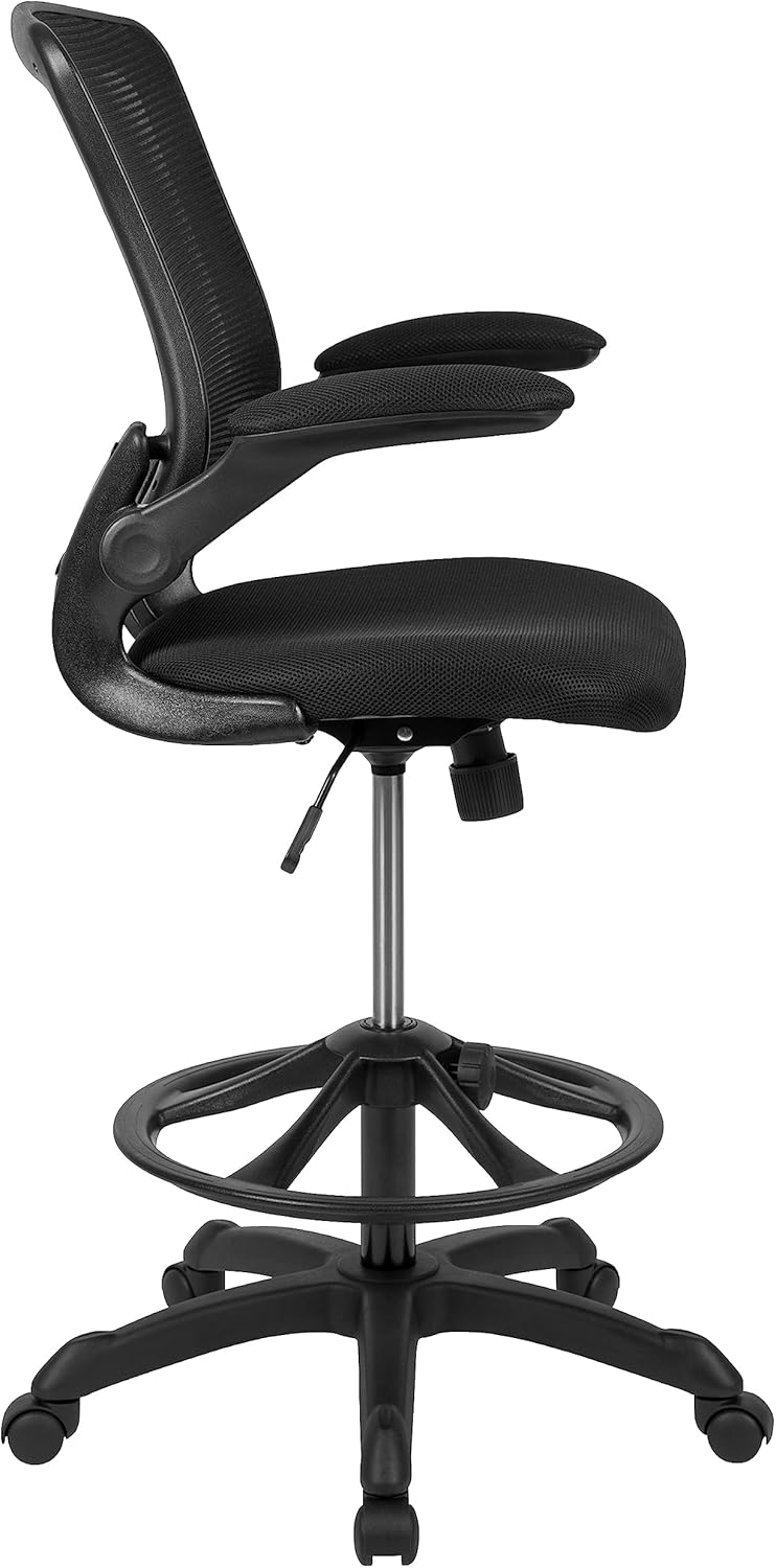 Flash Furniture Kale Mid-Back Swivel Office Chair with Adjustable Foot Ring, Lumbar Support, and Seat Height
