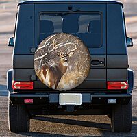 Free Whitetail Deer Printed Spare Tire Cover 14 Inch - Waterproof Wheel Covers Protectors - Universal Fit for Car, Trailer