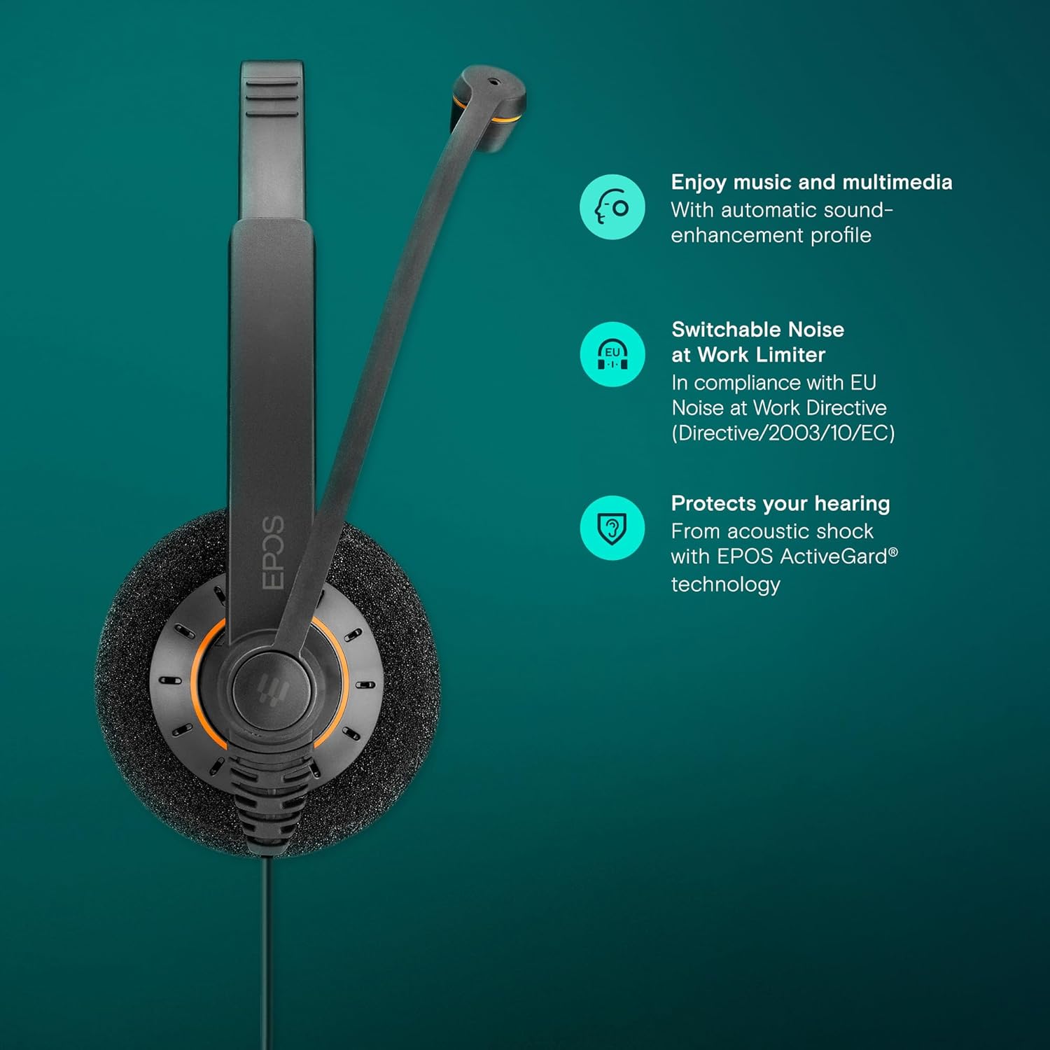EPOS Sennheiser Consumer Audio SC 60 USB ML (504547) - Double-Sided Business Headset | For Skype for Business | with HD