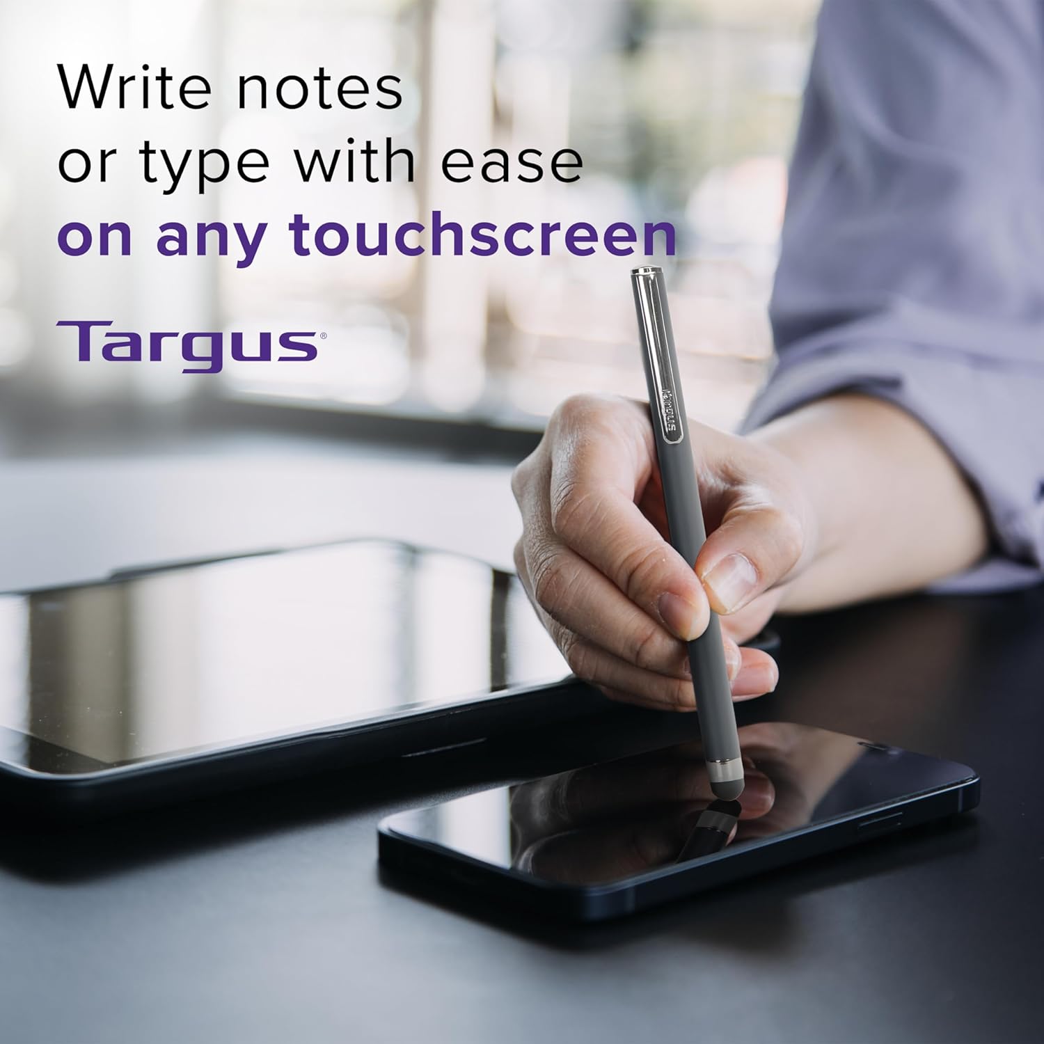 Targus Stylus for iPad, iPhone, iPod, Samsung Tablets, Smartphones and Other Touchscreen Devices, Black (AMM01TBUS)