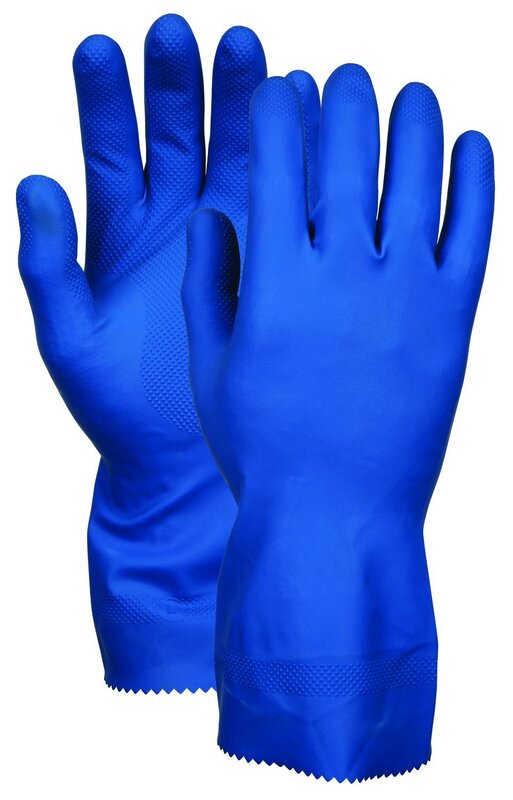MCR Safety 5199B 10-1/2-Inch Industry Standard Grade Latex Canners Gloves with Straight Cuff, Blue, X-Large, 1-Pair