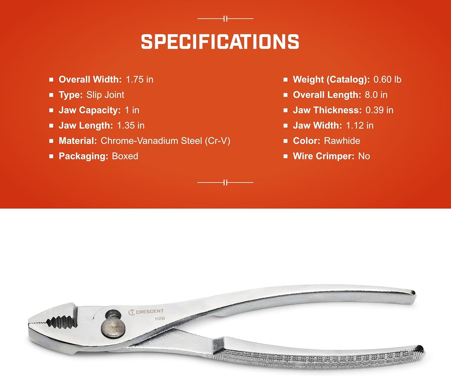 Crescent Tools Cee Tee Co. Curved Jaw Slip Joint Pliers - Boxed - Home Repair & Electrician - Grip Pliers & Cable Cutter