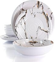 Elama 12-Piece Lightweight Melamine Dinnerware Set