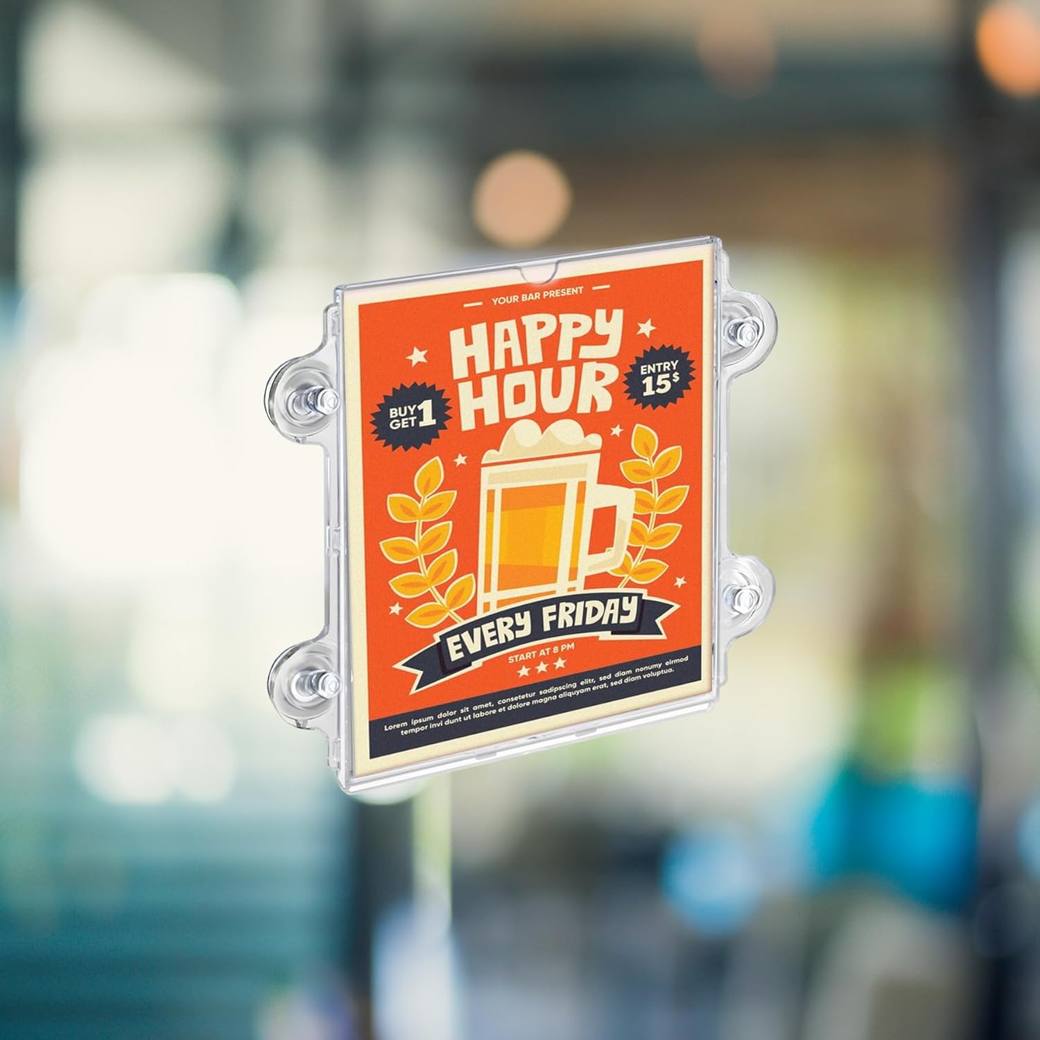 AZAR DISPLAYS Acrylic Window/Door Sign Holders with Suction Cups
