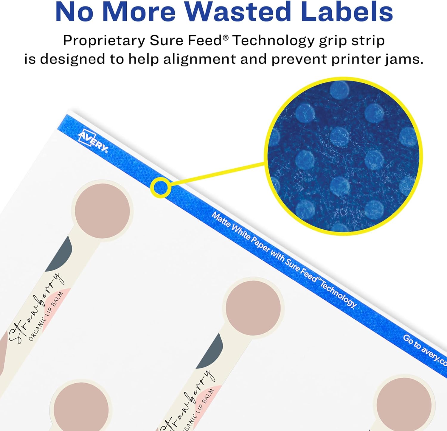 Avery Matte White Lollipop Labels, Sure Feed Technology, 1" x 4", Print-to-The-Edge, Permanent Adhesive